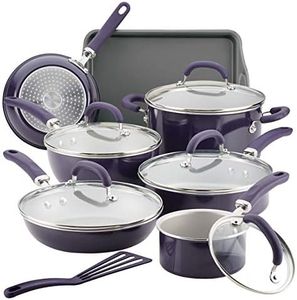Rachael Ray Create Delicious Nonstick Cookware Pots and Pans Set, 13 Piece, Purple Shimmer
