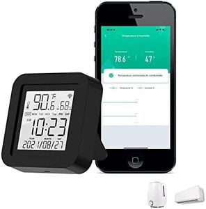MOES Smart Temperature Humidity Monitor with IR Remote Control, Tuya WiFi Temperature Humidity Sensor with LCD Display for Home House Greenhouse Home Pet Garage, Compatible with Alexa