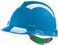 MSA V-Gard Construction Worker Helmet without Ventilation and Slide Control PushKey - Work Helmet Protective Helmet Hard Hat, Colour: Blue