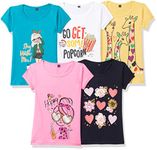 T2F Girl's Plain Regular Fit T-Shirt (GLS-TSRT-03_Multicolor 2 7-8 Years)