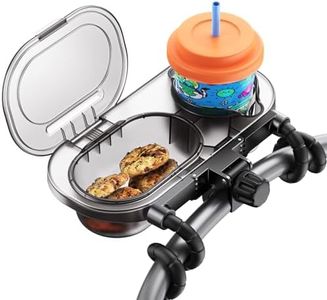 Universal Stroller Snack Tray: Cup Holder Tray with Silicone Flexible Arms Grip Stroller Tray with Dust Cover - Stroller Tray Attachment with Cups Holder for Baby & Toddler Stroller Accessories