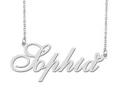 Silver Sophia Name Necklace Heart Charm Pendant Stainless Steel Mother Day Jewelry for Best Friends Familys 16"