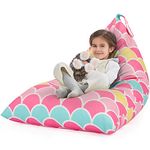 Nobildonna Stuffed Animal Storage Bean Bag Chair Cover Only for Kids and Adults, Extra Large Beanbag Without Filling Plush Toys Holder and Organizer- Premium Canvas 250L (Mermaid)