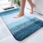 OLANLY Luxury Microfiber Bath Mat, Extra Soft and Absorbent Bathroom Mat, Non-Slip Plush Shaggy Bathroom Rug, Machine Wash Dry, Bath Rugs for Bathroom Floor, Tub and Shower, 16x24, Peacock Blue