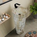 Bassino Ceramic Pedestal Free Standing Wash Basin For Living Room and Bathroom (380X380X850mm) (Matt)