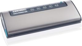 Leifheit Vacu Power 500 Vacuum Sealer with Double Weld Seam, Food Stay Fresh 8x Longer Ideal for Sous Vide Cooking, Foil Sealing Machine with 10 Vacuum Bags 20 x 30 cm