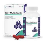 CURESEA Lifesciences Vegan Daily Multivitamin for Men and Women with Vitamin C, Vitamin D3 (Lichen source) Lycopene, Ginseng and Ashwagandha | Enhances Energy, Stamina & Immunity (60 Veg Tablets)