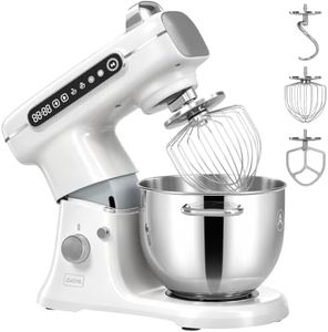 ZACME 8.5 Quart Commercial Stand Mixer, 11-Speed Electric Kitchen Food Mixer with 60-Min Timer, LCD Display, Tilt-Head Mixer Includes Dough Hook, Whisk, Flat Beater (Porcelain)