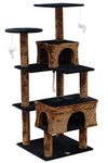 Go Pet Club Everyday Value 61in Cat Tree Kitty Scratcher Kitten Tower House Furniture with Two Condo Beds for Indoor Cats, Brown/Black