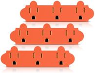 ETL Listed 3 Outlet Grounding Adapter, BTU Three Plug Outlet Adapter Splitter, Heavy Duty Grounded Power Tap, 3-Prong Outlet Adapter, Multi-Plug Extender, Orange (Pack of 3)