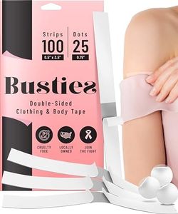 Busties Fabric Tape for Clothes (100 Strips & 25 Dots), Hem Tape, Body Tape Skin, Bra Tape, Double Sided Tape Clothes to Skin, Clothing Tape, Skin Tape, Dress Tape Fabric to Skin, Shape Tape