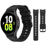 Tasikar No Gap Bands Compatible with Samsung Galaxy Watch 7/6/5/4 Band 40mm 44mm/Watch 6 Classic Band 43mm 47mm/Watch 5 Pro/4 Classic, Soft Silicone Sport Strap for Women Men, Black