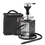 Hookah Complete Set with Everything - Kitosun Portable Travel Shisha with Bag Include HMD Phunnel Bowl Silicone Hose Handle Ash Tray LED Light and Tongs Supports 2hoses (Neon-Aluminum)