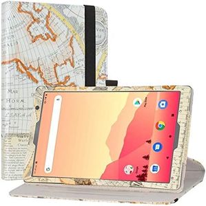 LiuShan Compatible with Vankyo MatrixPad S20 Case/Yuntab D107 Rotating Case,360 Degree Rotation Stand PU Leather with Cute Pattern for Vankyo MatrixPad S20 10 inch/Yuntab D107 Tablet,Map White