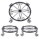 ETRAVEL 3Pack Plant Stand, Metal Plant Pot Stands Planter Holder Heavy Duty, Rust Proof Iron Flowerpot Riser Plant Saucer, Round Planter Support Rack for Indoor Outdoor Garden Patio, 12inch