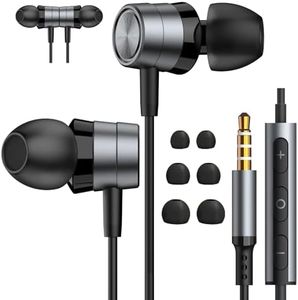 Noise-Isolating in-Ear Headphones with Mic, Wired 3.5mm Jack Earbuds with Volume Control Compatibile with Samsung, Android, MP3, Most 3.5mm Audio Devices