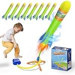 JJRAP Rocket Launcher for Kids, Outdoor Games Toys, 8 Foam Air Rockets, Launch up to 100+ft, with Stomp Launch Pad, Birthday Gifts for Toddler Kids Boys and Girls Age 3 4 5 6 7 8+ Years Old