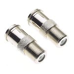 Keple F Type Socket To TV Coaxial Socket - Nickel Plated Zinc Body, Female Plug Jack Adapter Barrel, Converter For Satellite FM Coax Cable Antenna - Pack Of 2