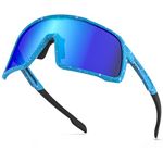 FUNWICT Cycling Glasses for Men Women Kids Polarized Running Sunglasses TR90 Frame UV400 Sports Sunglasses for Cycling Softball Running (BlueDot, Youth)