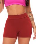 TZLDN Gym Shorts for Women Ruched Butt Lifting Booty Shorts High Waist Yoga Workout Cycling Shorts Black Hot Pants #3Back Shorts - Red, S