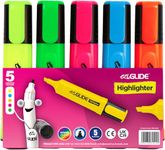 Eziglide Assorted Highlighter Pens, Pack of 5 Vibrant Highlighters Neon Assorted Chisel Tip Marker Highlighter Pens, 1-4.5mm line for clear marking, Ideal Stationery Supplies for School, Home & Work