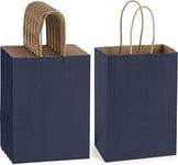 50 Pcs Paper Bags with Handles, Gift Bag Kraft Paper Party Gift Bag,Small Gift Bags Eco-Friendly Kraft Bags For Gifts,Business, Shopping, Retail Merchandise Bags (15 x 8 x 21cm, Dark Blue)