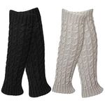 Qkurt 2pcs Leg Warmers, Winter Knit Crochet Knee High Leg Warmers Ankle Knee Warmers