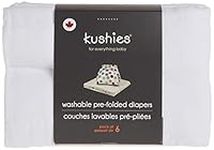 Kushies D1006 Washable Pre-folded Diapers, White, 6 Count (Pack of 1)