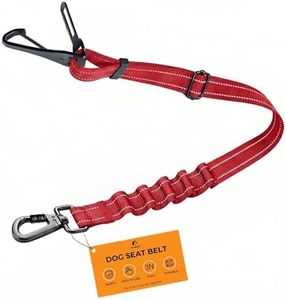 Dog Car Seat Belt 3-in-1, Escape Proof Dog Seatbelt for Car, Adjustable Pet Seat Belt with Shock Absorbing Bungee, Heavy Duty Dog Safety Belt for Small Medium Large Dogs, Red