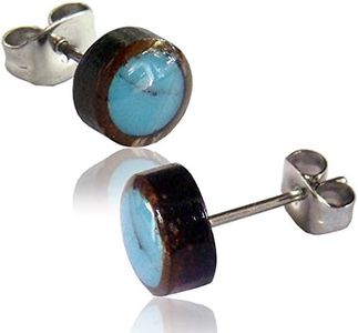 Earth Accessories Organic Shell Stud Earrings for Women - Stud Earring Set surrounded by Coconut Shell with Abalone, Mother of Pearl, and More