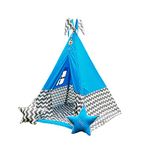 Play Tents Kids Teepee Tent Play House for Three Kids, Rainbow, 2 Star Cushions Free, Easy to Assemble, Portable Tent, Cotton Fabric, Carry Case (Color-Blue) (122cm X 122cm X 151cm)