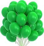 Prextex 75 Green Party Balloons 12 Inch Green Balloons with Matching Color Ribbon for Green Theme Party Decoration, Weddings, Baby Shower, Birthday Parties Supplies or Arch Décor - Helium Quality