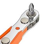 Ancable Right Angle Phillips Magnetic Screwdriver for Awkward Spaces, 1/4” PH2 Mini Ratchet Wrench 1/4 Inch Drive High Torque Offset Reversible Mini Ratcheting Offset Screwdriver for Tight Areas