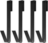 WEKEY 7IN Shower Door Hooks,Towel Hooks for Bathrooms Extended Shower Hook,Heavy Duty Drilling-Free Shower Towel Hook Suitable for Frameless Glass Shower Door,Over The Door Towel Rack 4 Pack-Black