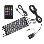 Justech Car LED Strip Lights 6PCS 72LEDs Multicolor Music Car Interior Atmosphere Lights RGB SMD Car Mood Lights with Sound Active Function and Wireless Remote Control for Car TV Home-USB Port