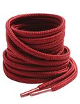 VSUDO Round Boots Shoelaces, 5/32" Outdoor Work & Hiking Boot Shoe Laces, Deep Red, 63" (160cm)