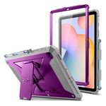 Fintie Shockproof Case for Samsung Galaxy Tab S6 Lite 10.4 Inch 2024/2022/2020, Tuatara Rugged Unibody Hybrid Bumper Kickstand Cover with Built-in Screen Protector, Purple