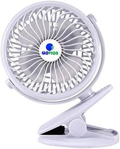 Glovion Clip Poussette bébé Fan - USB rechargeable Ventilateur Portable pour l'extérieur (Blanc)