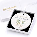 Beecreative Personalised 50th Golden Anniversary Keepsake Present - Congratulations 50th Wedding Anniversary Gift Parents, Grandparents - 50 Years Married - Ceramic Ornament With Gift Box