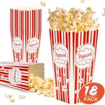 MAQIHAN 18PCS Popcorn Boxes Containers - 46oz Square Popcorn Food Bowls Square Popcorn Buckets Popcorn Tub Paper Cups Holders Disposable Kids Christmas Movie Night Party Individual Servings