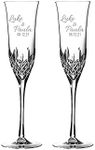 Waterford Personalized Lismore Essence Wedding Champagne Flutes, Set of 2 Custom Engraved Crystal Champagne Glasses for Wedding, Anniversary, Bride and Groom