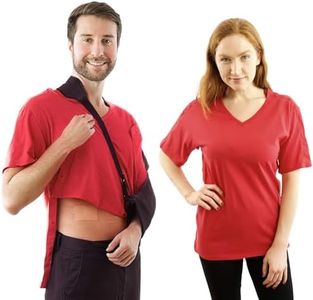 Post Surgery Shirt with Discreet Left & Right Side Snap Access (M, Red)