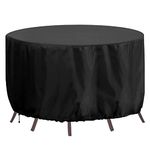 RICHIE Round Garden Furniture Covers Waterproof, Large Round Garden Table Cover 230x90cm, Heavy Duty 420D Outdoor Round Table Cover Windproof, Anti-UV Circular Furniture Covers Patio Set Cover Black