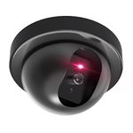 WALI Dummy Fake Security CCTV Dome Camera Flashing Red LED Light with Warning Security Alert Sticker Decals