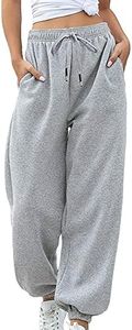 Sweatpants for Teen Girls High Waisted Baggy Cinch Bottom Sweatpants Yoga Workout Athletic Jogger Lounge Bottoms Trousers, Grey, Medium