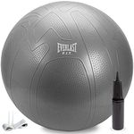 Everlast Pro Grip Fitness Ball 75cm - Grey – Burst-Resistant, Anti-Slip, Pump Included, Great for Balance, Home Workouts, Yoga. (Available in 55cm, 65cm and 75cm)