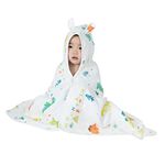 REMASS Hooded Towel Muslin Hooded Towel Made from Organic Cotton 6-Layer Cotton Bath Towel, Soft Bath Towels 25x51inches for Toddler Baby (Dinosaur Two)