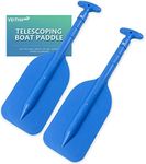 VEITHI Boat Paddle Telescoping Collapsible Oar for Boat Anti Slip Aluminum Plastic Canoe Paddles 2 Pack Small Tubing Floats Oars Row and Safety Boat Accessories for Kids and Adults(Blue)