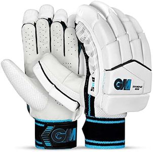 GM Diamond 808 Lightweight Cricket Batting Gloves for Men Right Handed | Colour: White/Blue/Black