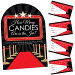 Big Dot of Happiness Red Carpet Hollywood - How Many Candies Movie Night Party Game - 1 Stand and 40 Cards - Candy Guessing Game